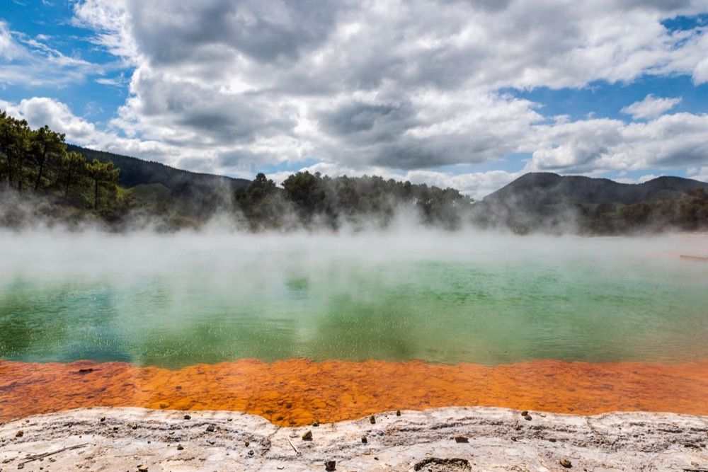 Geothermale Geysire und Schlammbecken in Rotorua, Nordinsel Neuseeland